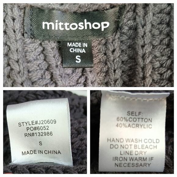 Mittoshop Women's SZ S Cotton Blend Long Sleeve Longline Cardigan DK Gray J20609 - Picture 6 of 6